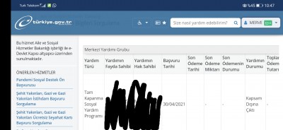 e devletime girdim tam kapanma sosyal yardim programi yaziyor aile